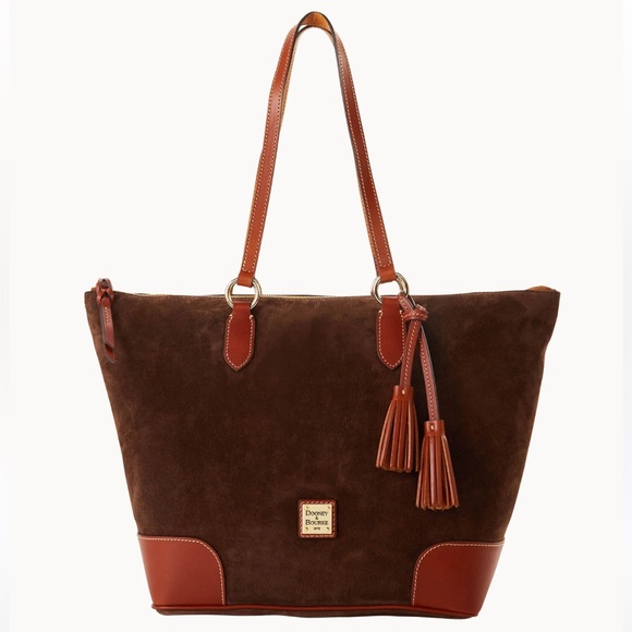 Dooney & Bourke Brown Suede Tote - Picture 1 of 15